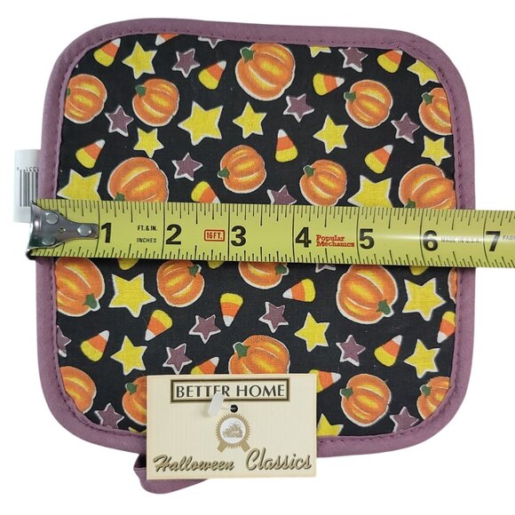 Better Home Potholder Oven Mitt Set of 3 Purple Black Pumpkins Stars Candy NEW - Picture 7 of 7